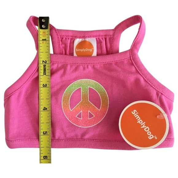 NEW SimplyDog Pet Outfit 2-Piece Camo Skirt & Peace Sign Top Pink Green Size S - Picture 9 of 13